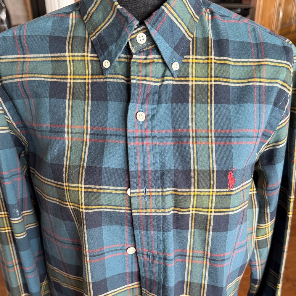 Polo by Ralph Lauren Teal Navy  Plaid Button-Down Shirt